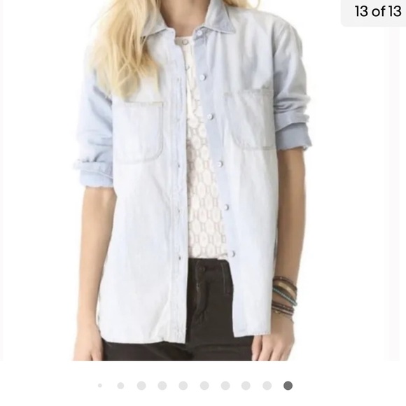Madewell Tops - Madewell Style 25240 Light Wash Chambray Ex-Boyfriend Button Down Top Women’s XS